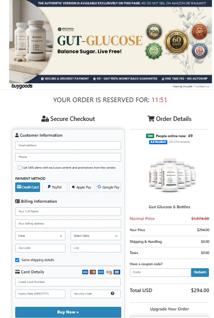 GutGlucose GutGlucose Order Page